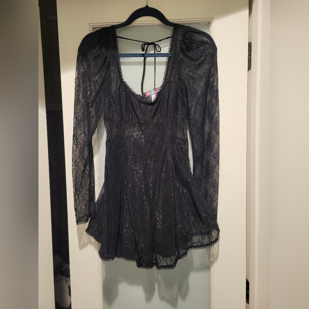 Black Lace Semi-Sheer Romper